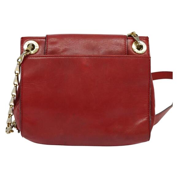 CELINE Chain Shoulder Bag Leather Red Gold - Picture 2 of 12